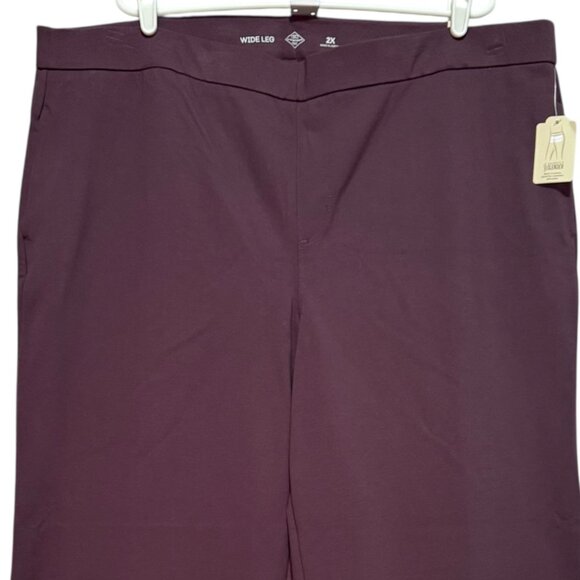 St. Johns Bay Women Wide Leg Pull-on High Rise Stretch Plum Pants Plus Sz 2X NWT - Picture 3 of 11